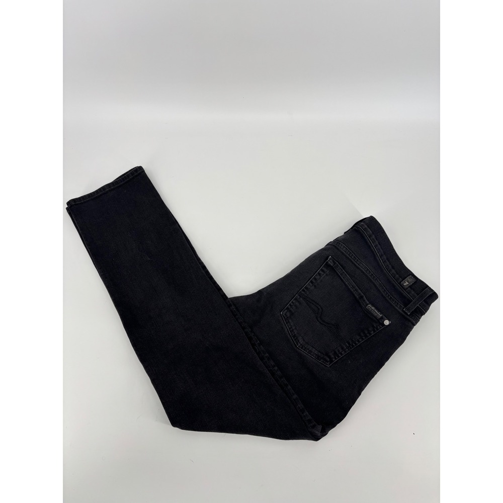 7 For All Mankind Slimmy Mens Jeans 33 Black Straight Leg Stretch Denim